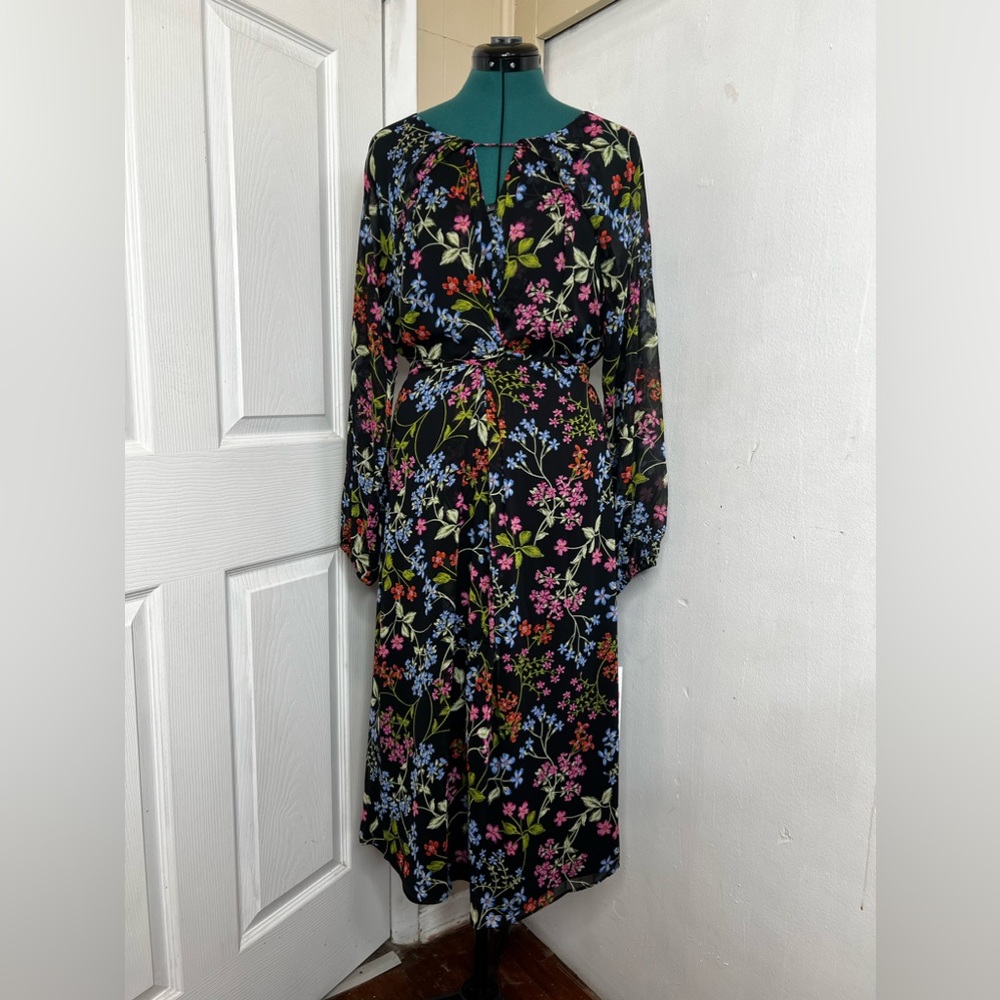 Calvin Klein A-Line Floral Midi Dress For Women 12 NWT